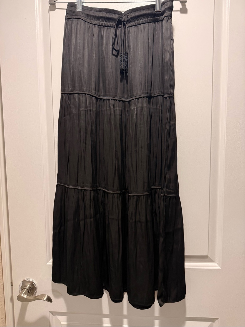 Joie Black Tiered Maxi Skirt with Drawstring Waist
